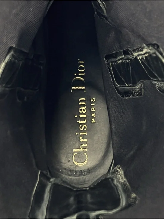 Christian Dior Black D-Fight Womens leather calf-high boots Size 37 from Italy - Picture 12 of 16